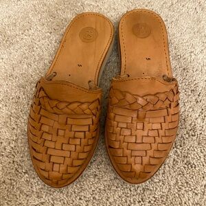 Woven Leather Slip-On Mules